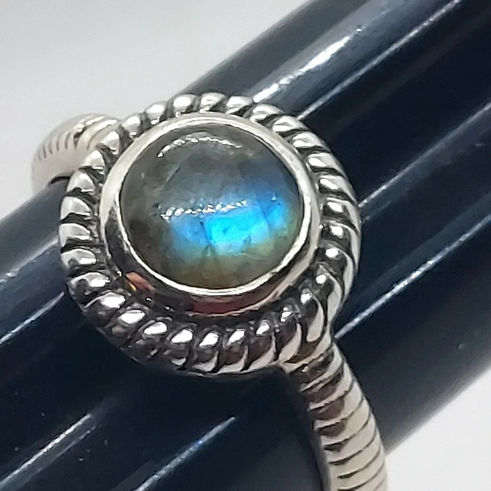 Labradorite Ring‎ 925 Sterling Silver size 7